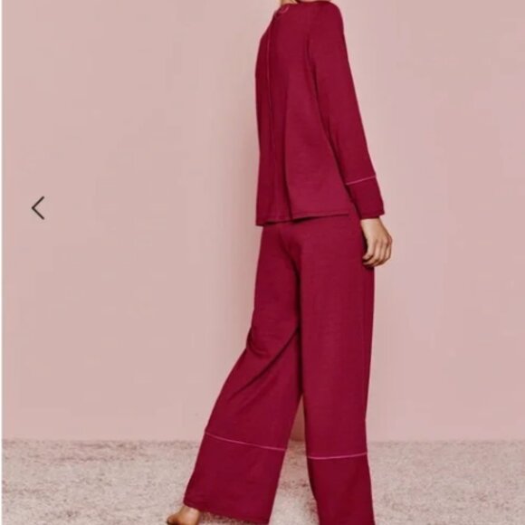 SUMMERSALT SIZE LARGE THE CLOUD 9  PAJAMA SET IN GARNET & HIBISCUS PINK - Picture 2 of 13